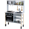 Klein 7199 Miele játék fa konyha, 70 x 30 x 91 cm elektromos játék babakonyha pakolható, világító sütővel, mikróval, mosogatóval és hangot adó főzőlappal
