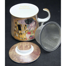 Klimt porcelán bögre fémszűrővel és tetővel - 300 ml - The Kiss - díszdobozos bögrék, csészék