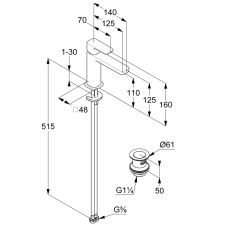 Kludi Renon mosdócsaptelep 110 push-open coolstart matt fekete csaptelep