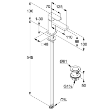 Kludi Renon mosdócsaptelep 85 push-open matt fekete csaptelep