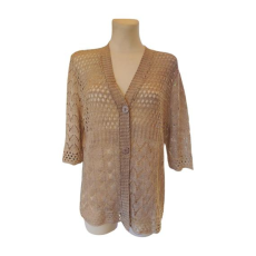  Knitt bézs horgolt női kardigán (méret: XXL)