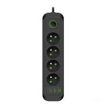 Kobi CONNECTO hosszabbító kábel 4x230V 3m 4GN földelő kapcsoló 4xUSB fekete Kobi hosszabbító, elosztó