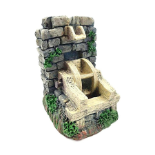  Kőfal csobogóval, malomkerékkel, polyresin. Mérete: 55x75x50 dekorációs kellék