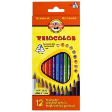 KOH-I-NOOR Színes ceruza készlet, háromszögletű, KOH-I-NOOR &quot;Triocolor 3132/12&quot;, 12 különböző szín színes ceruza