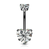  Köldök piercing fekete szín, köves szív díszítéssel (crystal)
