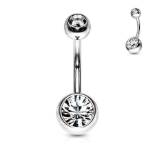 Köldök piercing orvosi fémből 6mm! (crystal kővel) testékszer