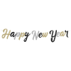Kolibri Játék Happy New Year glitteres füzér fekete, arany, ezüst 2,5m