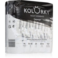 Kolorky Night Moments eldobható ÖKO pelenkák az éjszakán át tartó teljeskörű védelemért XL méret 12-25 kg 25 db pelenka