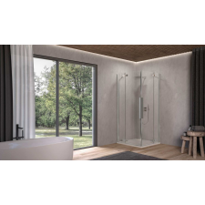  Kolpa Polaris Q szögletes nyílóajtós zuhanykabin, 90x90, Fekete kád, zuhanykabin