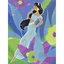 Komar Disney Princess Jasmine falikép 30 cm x 40 cm kék grafika, keretezett kép