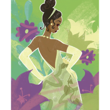 Komar Disney Princess Tiana falikép 40 cm x 50 cm zöld grafika, keretezett kép