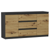  Komód, 3 fiókos, 2 ajtós, R140-S3, 140x76x40 cm,  antracit - artisan sonoma