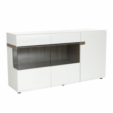  Komód, fehér - extra magas fényű HG/trufla sonoma tölgy, LYNATET 42 bútor