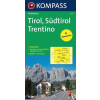 Kompass 358. Tirol, Südtirol, Trentino, Panorama mit Straßenkarte, 1:250 000 panoráma térkép
