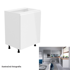 Kondela Alsószekrény, fehér/szürke extra magasfényű, jobbos, AURORA D601F bútor