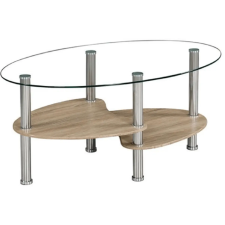 Kondela Dohányzóasztal, acél/átlátszó üveg/tölgy sonoma, PANTY NEW bútor