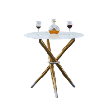 Kondela Étkezőasztal/dohányzóasztal, fehér/gold króm arany, átmérő 80 cm, DONIO bútor