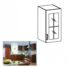 Kondela Felsőszekrény G40S üveggel, jobbos, dió Milano, SICILIA bútor