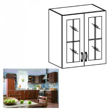 Kondela Felsőszekrény G60S üveggel, dió Milano, SICILIA bútor
