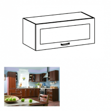 Kondela Felsőszekrény G80KS üveggel, dió Milano, SICILIA bútor