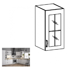 Kondela Felsőszekrény üveggel G30S, jobbos, fehér/sosna andersen, PROVANCE bútor