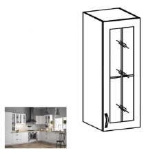 Kondela Felsőszekrény üveggel W40S, fehér/sosna andersen, PROVANCE bútor