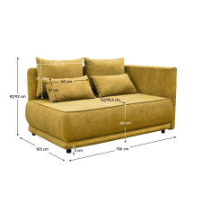 Kondela Kihúzható kanapé, mustárszínű, jobbos, LIAMI bútor