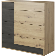 Kondela Komód 4S, artisan tölgy/fekete norvég fenyő, BAFRA bútor
