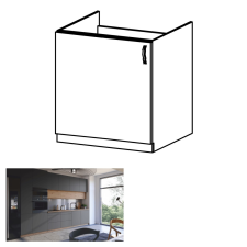 Kondela Mosogató szekrény, artisan tölgy/szürke matt, univerzális, LANGEN D60Z bútor