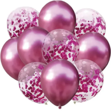  Konfettis party lufi pink és piros színben 30cm 10db-os kiszerelésben party kellék