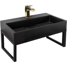  Konglomerátum mosdó REA GOYA BLACK MAT 60CM + állvány szaniter
