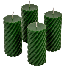 Kontúrozott csavart henger gyertya 55x100mm zöld 4db/csom (db ár) dekorációs kellék