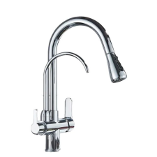  Konyhai csaptelep, antik sárgaréz bevonat, kihúzható fúvóka, króm B csaptelep