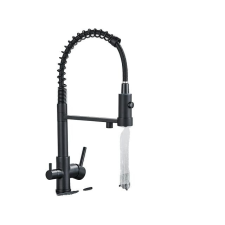  Konyhai csaptelep, krómozott kivitel, kettős fogantyú, fekete csaptelep