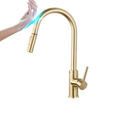  Konyhai csaptelep, rozsdamentes acél anyag, Touch Control technológia, csiszolt arany csaptelep