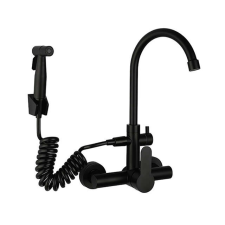  Konyhai mosogató csaptelep, Blackswan, M247 típus, fekete modell zuhanyzóval, 35,5 cm csaptelep