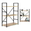  Könyvespolc, ModernHome CWJ602480LG, 80 x 59,5 x 23,5 cm, vad tölgy, 3 polcos, fém váz, MDF polc, falhoz rögzíthető