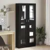  Könyvespolcok 2 db Fekete tölgyből 82,5x30,5x185 cm Műszaki fa