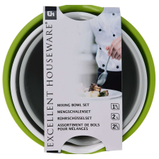 Koopman Excellent Houseware 3 darabos tál készlet, műanyag, többszínű konyhai eszköz