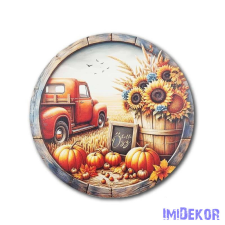  Kör fa tábla őszi 41,5cm - Hello Ősz - Piros autó dekorációs kellék