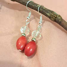  Korall és kristály  fülbevaló fülbevaló