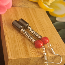  Korall és Magnetit fülbevaló 5 cm-es fülbevaló