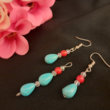  Korall és Türkinit szett ékszer szett