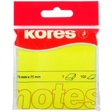 KORES 75 x 75 mm, 100 lap, neon sárga jegyzettömb