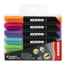  KORES Alkoholos marker, 3-5 mm, kúpos, KORES &quot;K-Marker&quot;, 6 különböző szín filctoll, marker