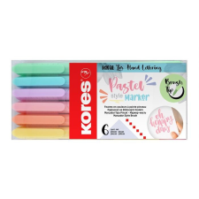 KORES Ecsetirón készlet, KORES &quot;Pastel Style&quot;, 6 pasztell szín filctoll, marker