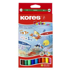 KORES Filctoll készlet, 1-3 mm, kimosható, KORES "Korellos 2in1", 10 különböző szín filctoll, marker