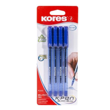 KORES Golyóstoll, kupakos, háromszögletű, Kores, kék, 4 db/csomag (IK37214) toll