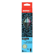 KORES Grafitceruza radírral, HB, háromszögletű, KORES "Style Cracked", vegyes metál színek ceruza