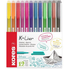 KORES K-Liner 0,4 mm - 12 színből álló készlet filctoll, marker